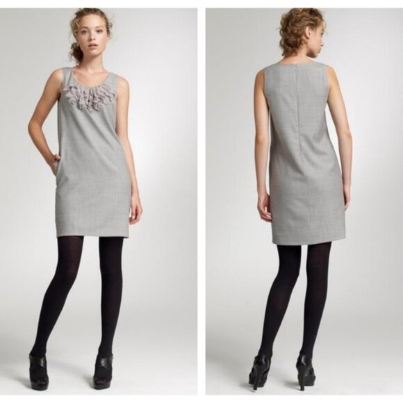 nwt sz 10 Elegant J.CREW Ruffle Sheath Dress Super 120s Wool black - Picture 9 of 11